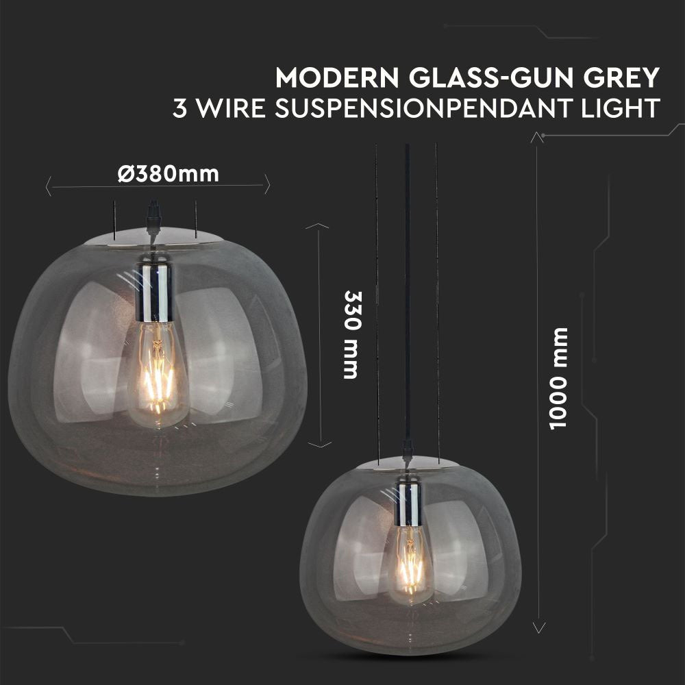 Lampa Wisząca / Klosz: Szkło / Zawieś 3x linka / Średnica: 380