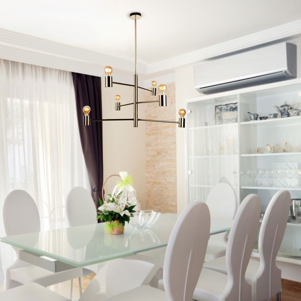 Lampa Sufitowa / Złoto / 3 poziomy źródeł / 6xE27