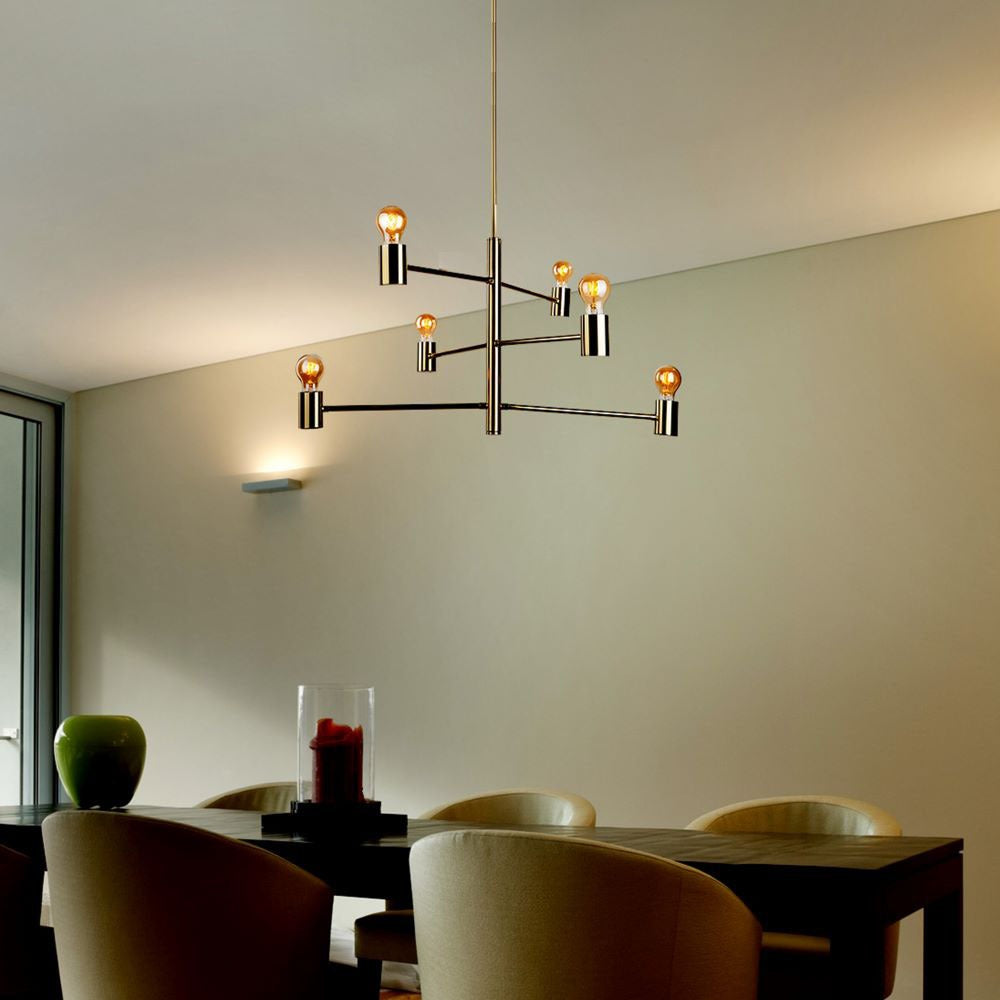 Lampa Sufitowa / Złoto / 3 poziomy źródeł / 6xE27