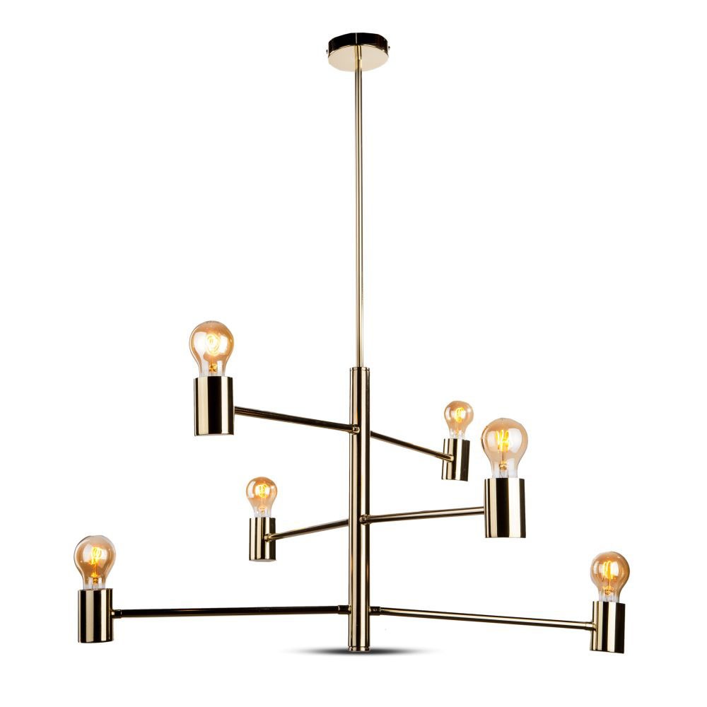 Lampa Sufitowa / Złoto / 3 poziomy źródeł / 6xE27