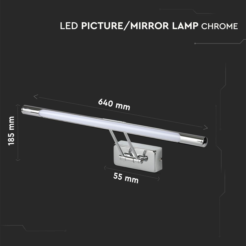 12W Kinkiet LED / Lustra - obrazy / Chrom / Barwa:4000K
