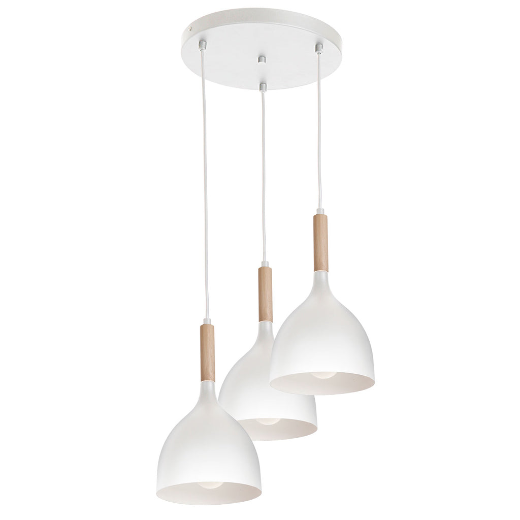 żyrandol talerz Noak white/natural wood 3xE27