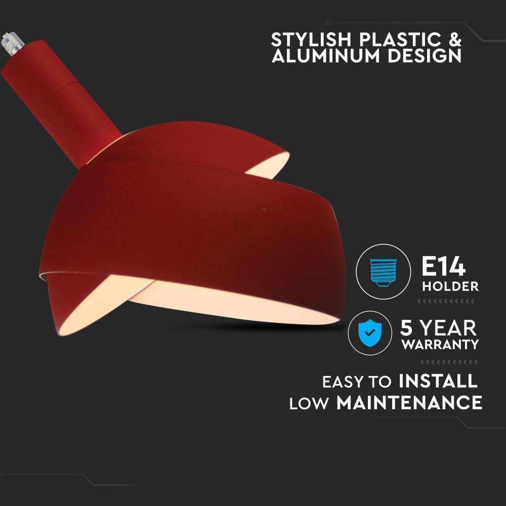 Lampa Wisząca / Regulowany kąt / Klosz: Aluminium / Trzonek:E14/ Czerwony