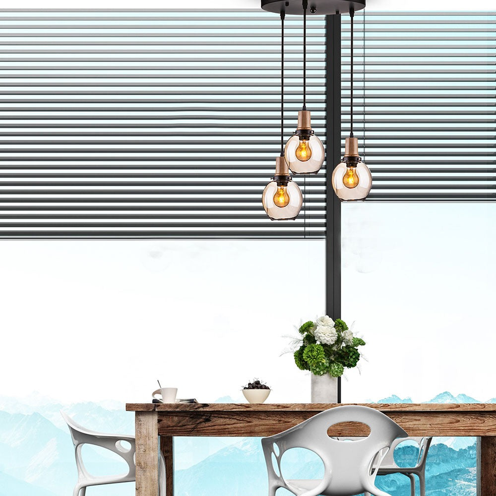 Lampa Wisząca / Klosz: Szkło / Trzonek:E27 / Bursztynowy