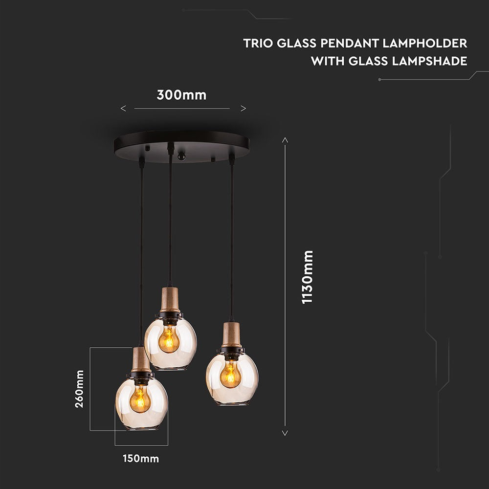 Lampa Wisząca / Klosz: Szkło / Trzonek:E27 / Bursztynowy