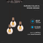 Lampa Wisząca / Klosz: Szkło / Trzonek:E27 / Bursztynowy
