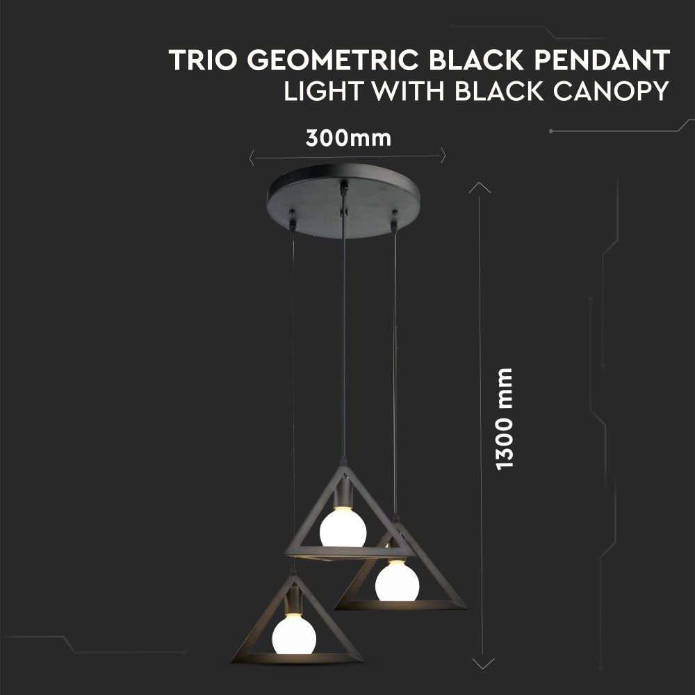Lampa Wisząca / Geometryczna / Trzonek:E27 / Czarny