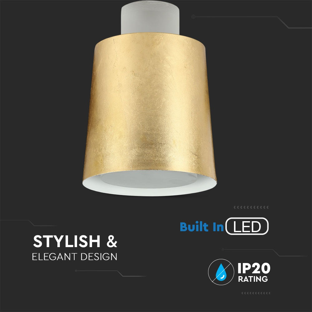 7W Lampa Wisząca LED / Klosz: Akryl / Złoty / Barwa:4000K