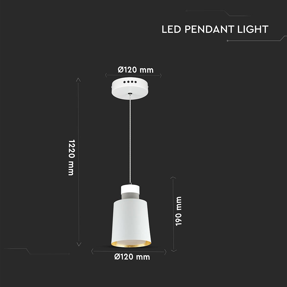 7W Lampa Wisząca LED / Klosz: Akryl / Biały / Barwa:4000K