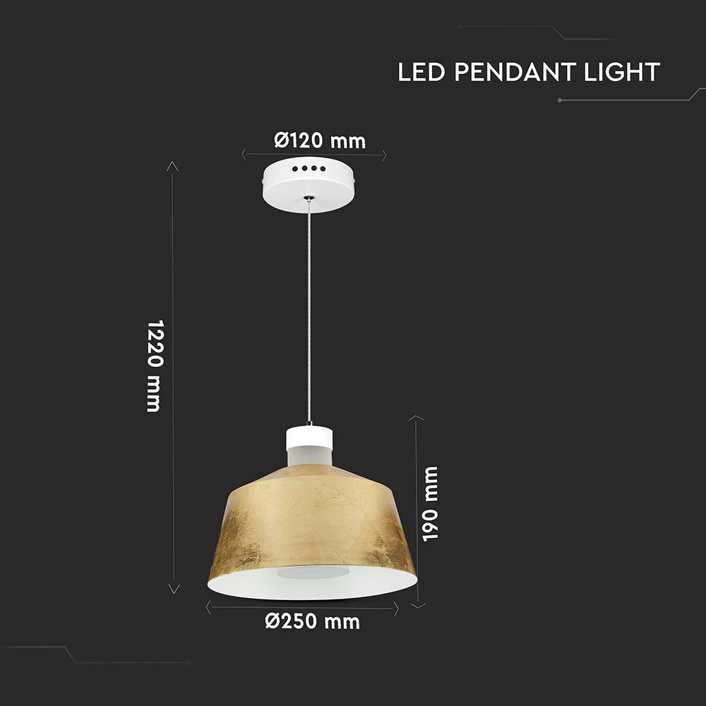 7W Lampa Wisząca LED / Klosz: Akryl / Złoty / Barwa:4000K