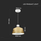 7W Lampa Wisząca LED / Klosz: Akryl / Złoty / Barwa:4000K