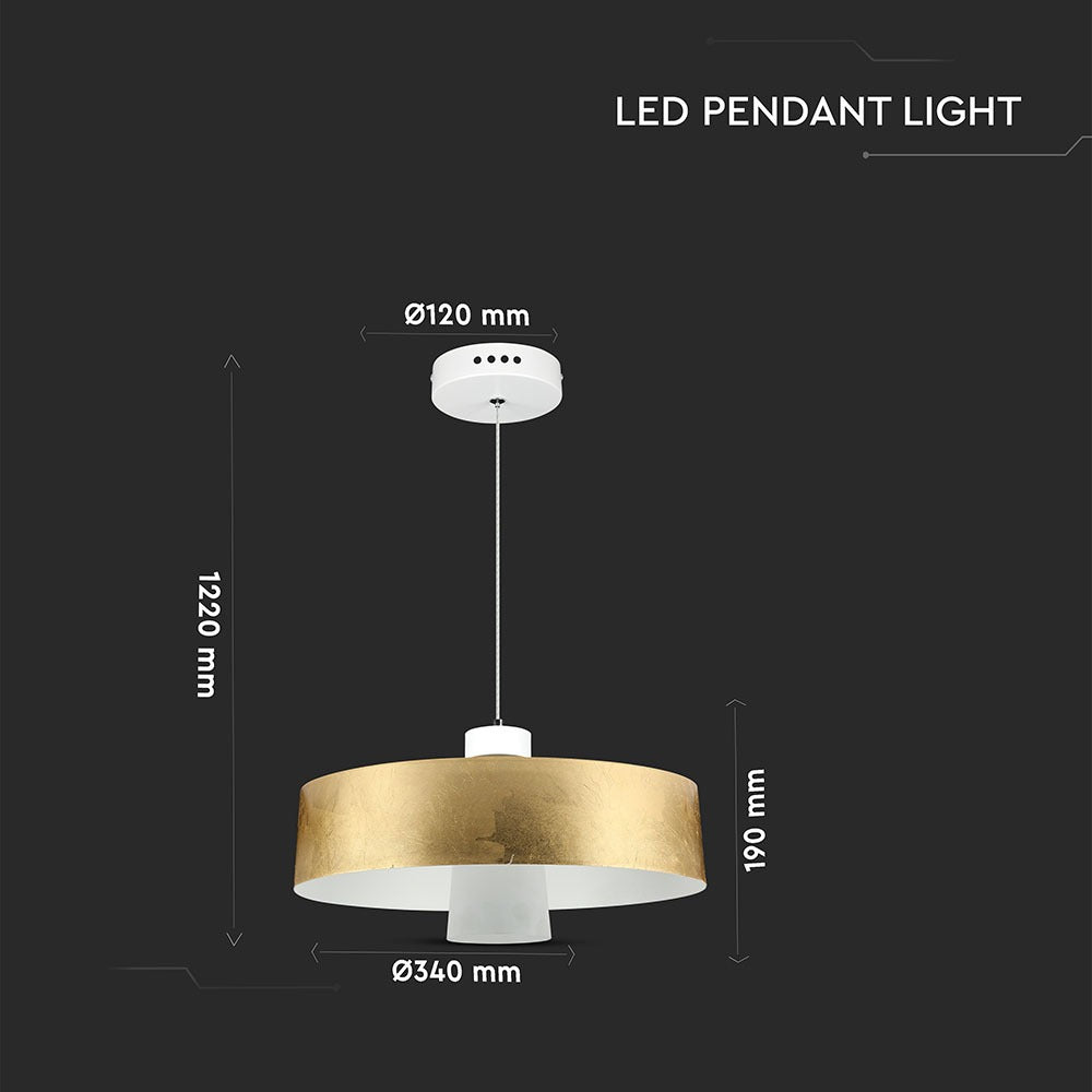 7W Lampa Wisząca LED / Klosz: Akryl / Złoty / Barwa:4000K