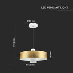 7W Lampa Wisząca LED / Klosz: Akryl / Złoty / Barwa:4000K