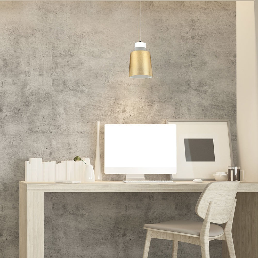 7W Lampa Wisząca LED / Klosz: Akryl / Złoty / Barwa:3000K