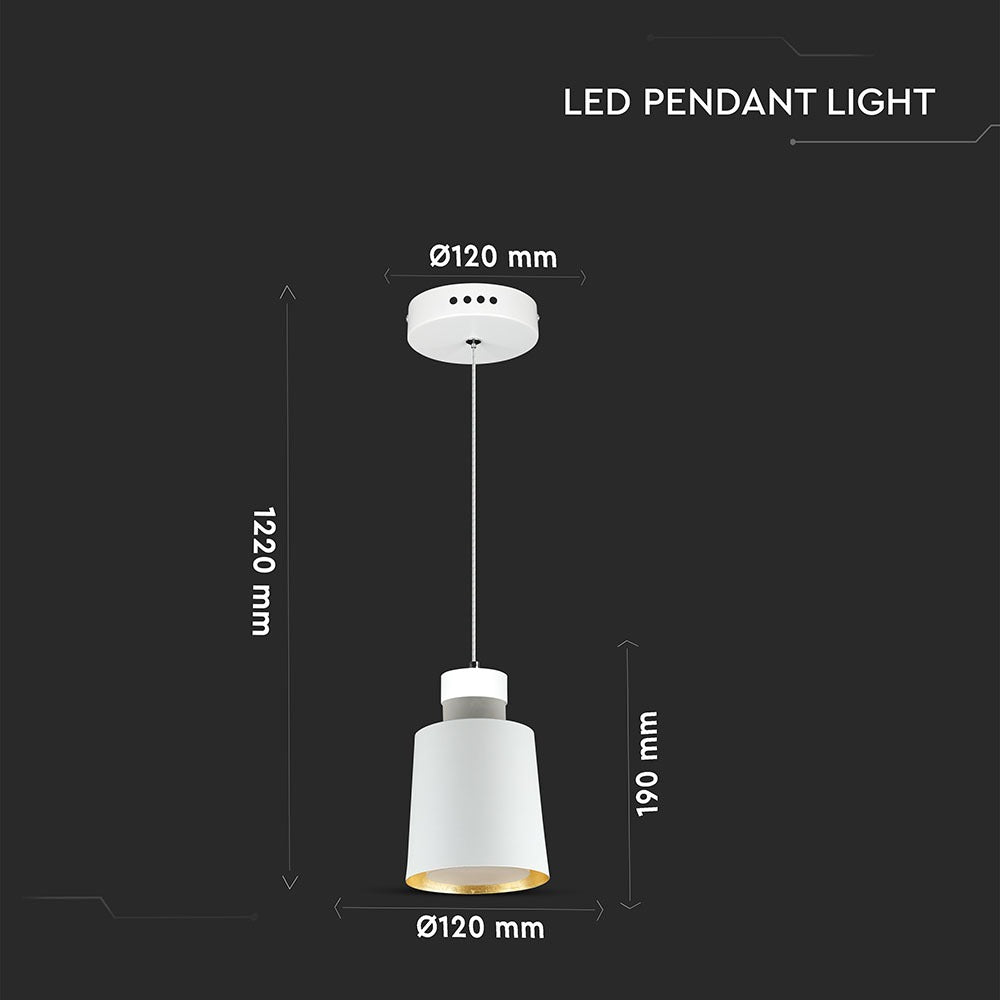 7W Lampa Wisząca LED / Klosz: Akryl / Biały / Barwa:3000K