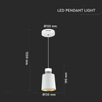 7W Lampa Wisząca LED / Klosz: Akryl / Biały / Barwa:3000K