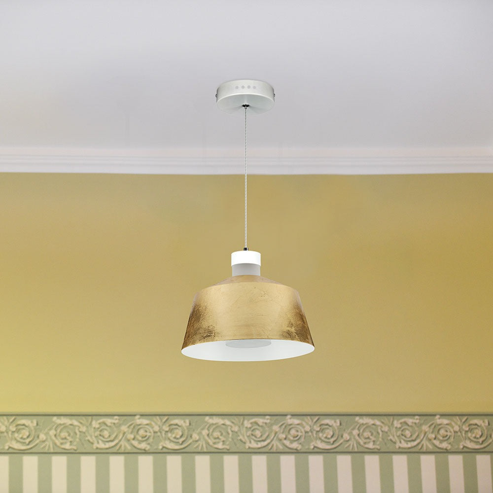 7W Lampa Wisząca LED / Klosz: Akryl / Złoty / Barwa:3000K
