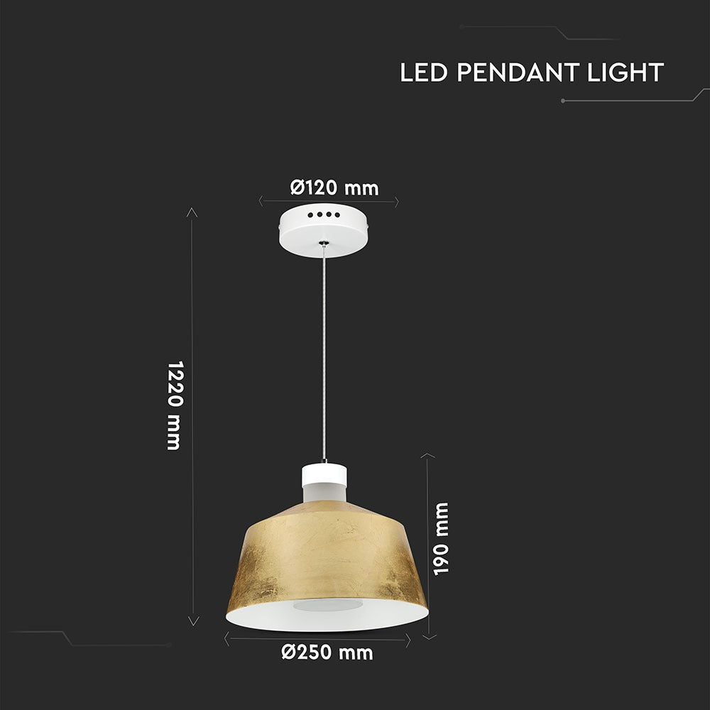 7W Lampa Wisząca LED / Klosz: Akryl / Złoty / Barwa:3000K