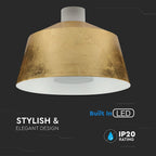 7W Lampa Wisząca LED / Klosz: Akryl / Złoty / Barwa:3000K