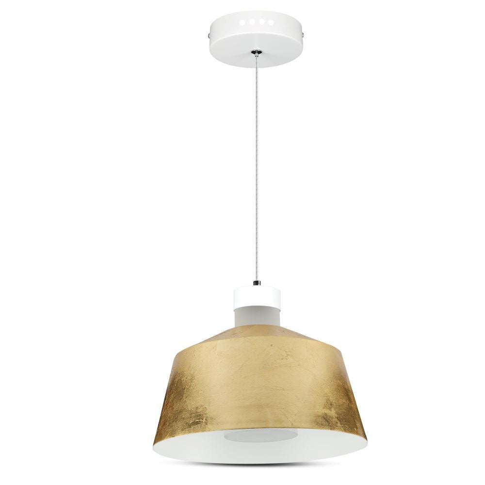 7W Lampa Wisząca LED / Klosz: Akryl / Złoty / Barwa:3000K
