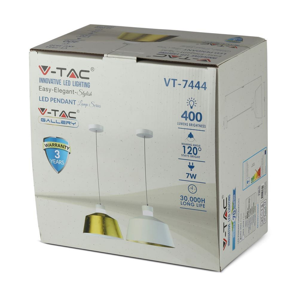 7W Lampa Wisząca LED / Klosz: Akryl / Biały / Barwa:3000K