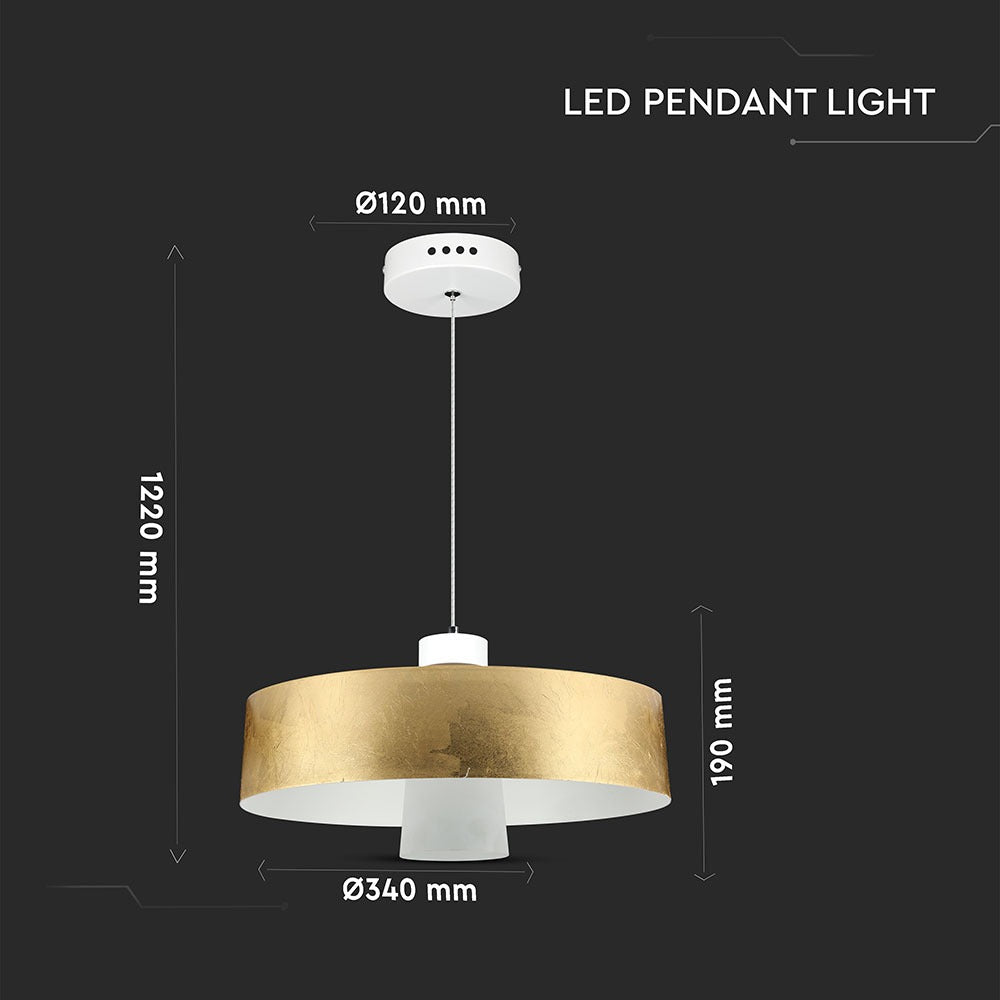 7W Lampa Wisząca LED / Klosz: Akryl / Złoty / Barwa:3000K