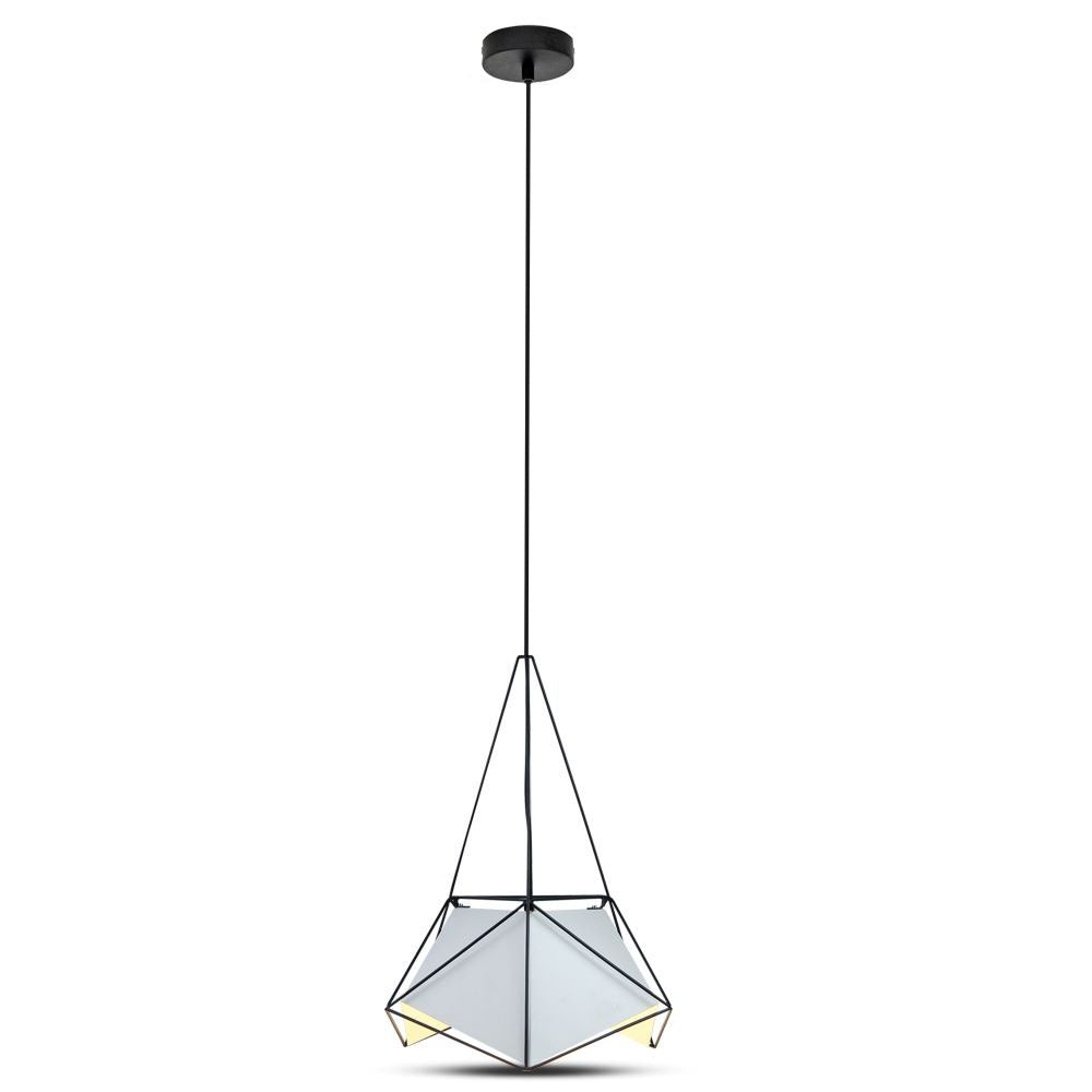 Lampa Wisząca / PRYZMAT / Biały + Czarny drut / Czarny przewód / Średnica: 400