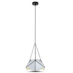 Lampa Wisząca / PRYZMAT / Biały + Czarny drut / Czarny przewód / Średnica: 400