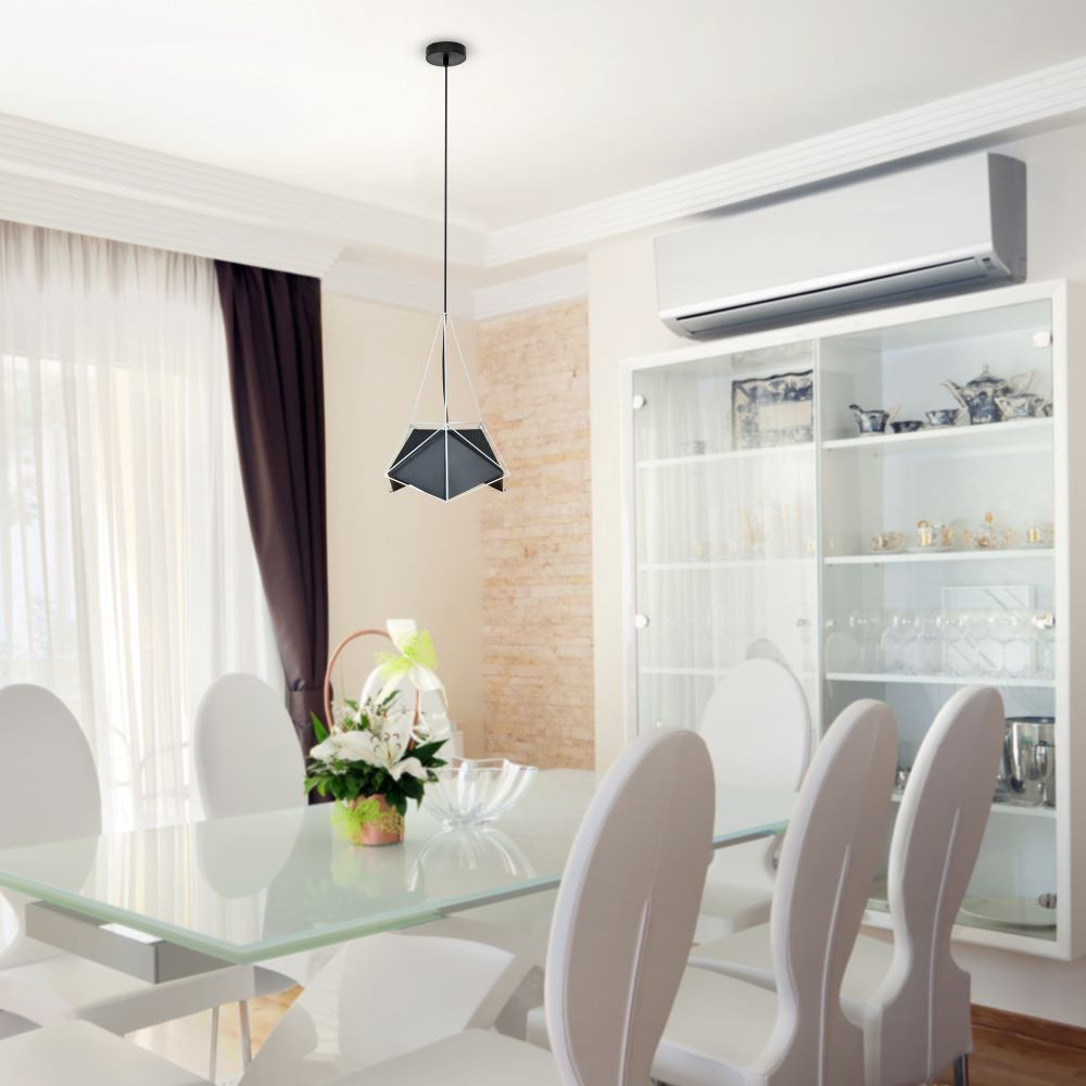 Lampa Wisząca / PRYZMAT / Biały + Czarny drut / Biały przewód / Średnica: 400