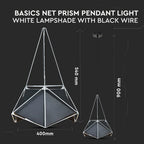 Lampa Wisząca / PRYZMAT / Biały + Czarny drut / Biały przewód / Średnica: 400