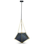 Lampa Wisząca / PRYZMAT / Biały + Czarny drut / Złoty przewód / Średnica: 400