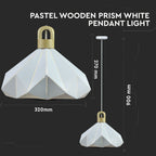 Lampa Wisząca / Biały + Drewno / Średnica: 320