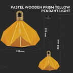 Lampa Wisząca / Żółty + Drewno / Średnica: 320
