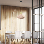 Lampa Wisząca / Różowy + Drewno / Średnica: 320