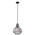 Lampa Wisząca / T / Klosz: Drut + Kryształki / Czarny / Średnica: 300