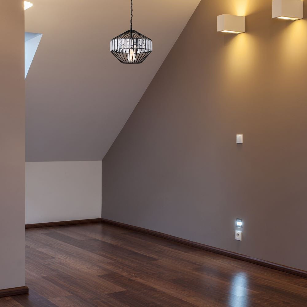 Lampa Wisząca / M / Klosz: Drut + Kryształki / Czarny / Średnica: 330