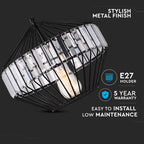 Lampa Wisząca / M / Klosz: Drut + Kryształki / Czarny / Średnica: 330