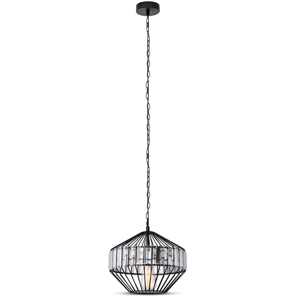 Lampa Wisząca / M / Klosz: Drut + Kryształki / Czarny / Średnica: 330