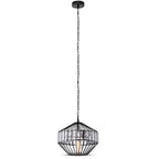 Lampa Wisząca / M / Klosz: Drut + Kryształki / Czarny / Średnica: 330
