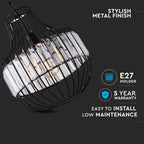 Lampa Wisząca/ B / Klosz: Drut + Kryształki / Czarny / Średnica: 300