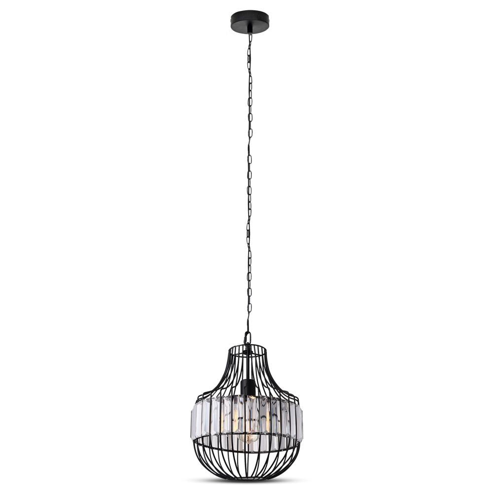 Lampa Wisząca/ B / Klosz: Drut + Kryształki / Czarny / Średnica: 300