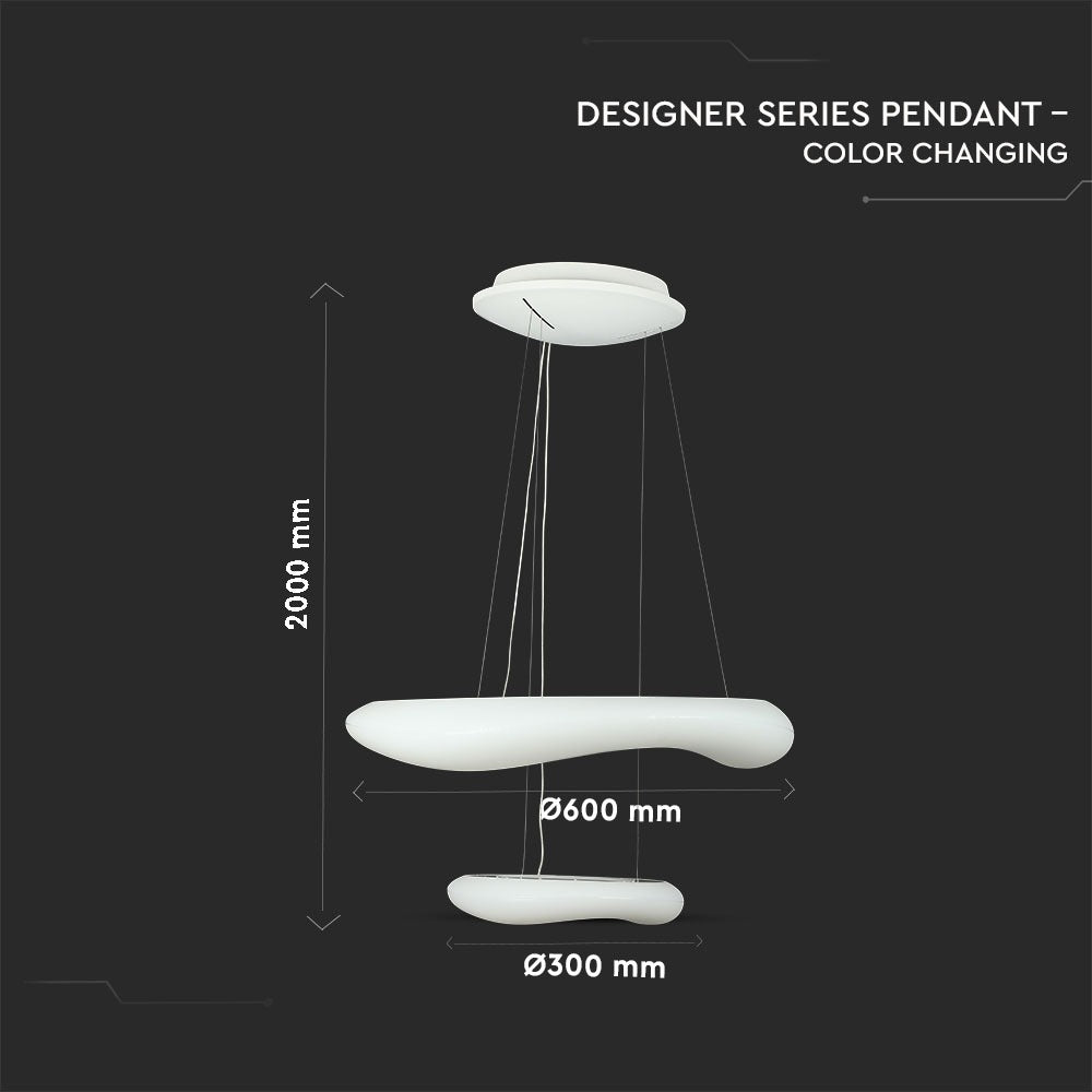 60W Lampa Wisząca / Okrągła / Ściemniana / Biały