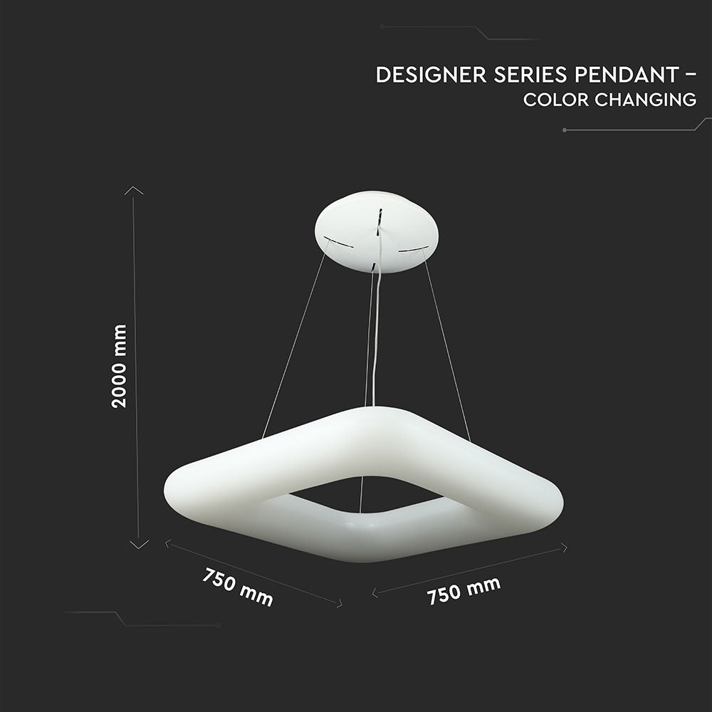 80W Lampa Wisząca / Kwadratowa / Ściemniana / Biały