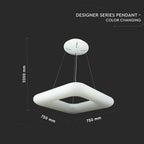 80W Lampa Wisząca / Kwadratowa / Ściemniana / Biały