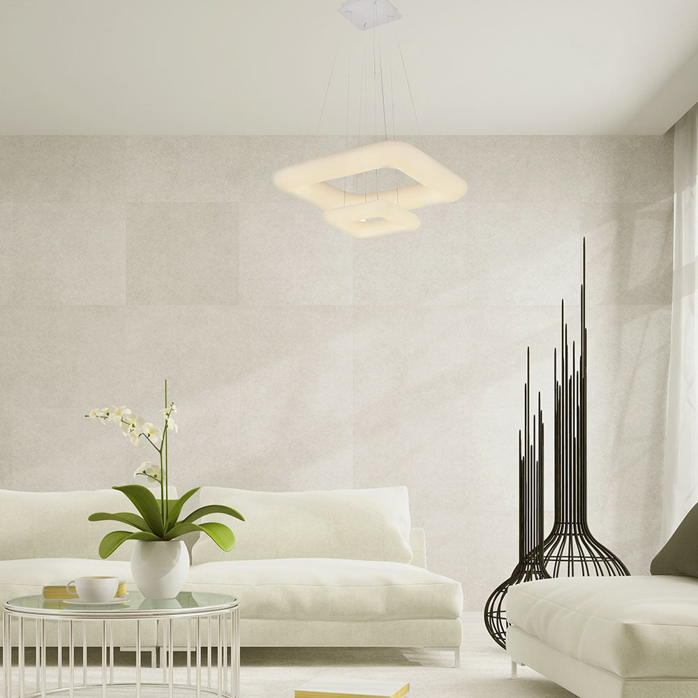 68W Lampa Wisząca / Kwadratowa / Ściemniana / Biały