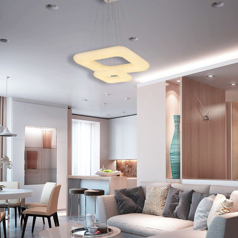 68W Lampa Wisząca / Kwadratowa / Ściemniana / Biały