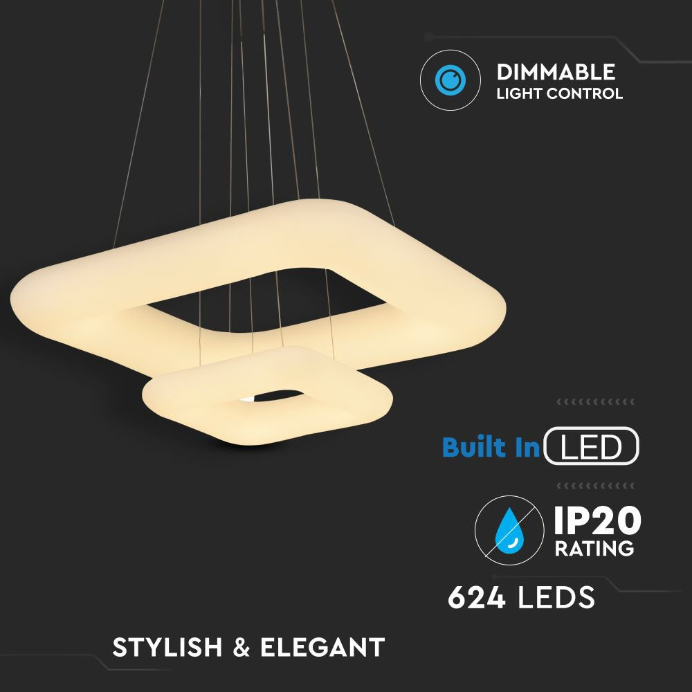 68W Lampa Wisząca / Kwadratowa / Ściemniana / Biały