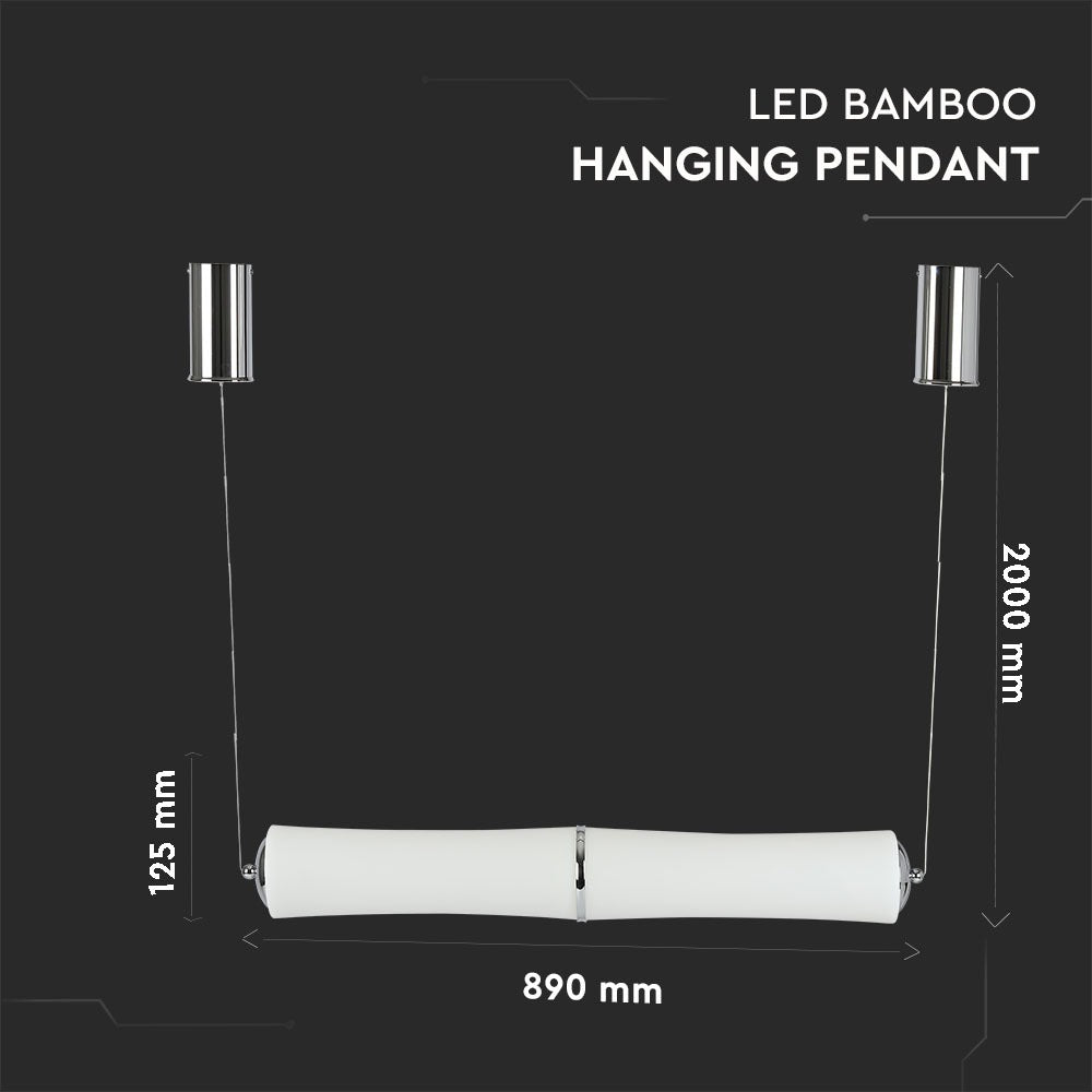 32W Lampa Wisząca LED / Klosz: Mleczny / Ściemniana / Barwa:3000K / Biały