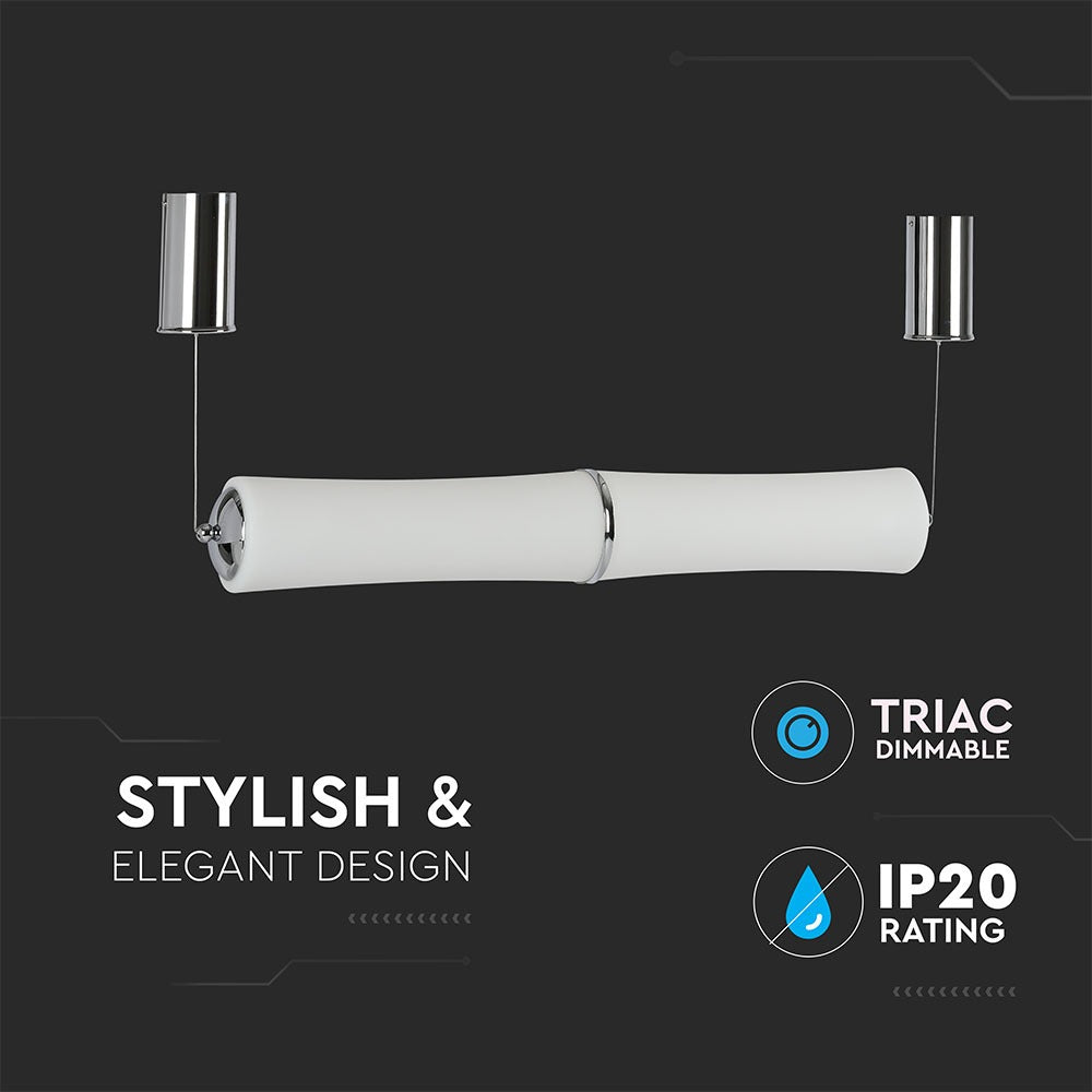 32W Lampa Wisząca LED / Klosz: Mleczny / Ściemniana / Barwa:3000K / Biały