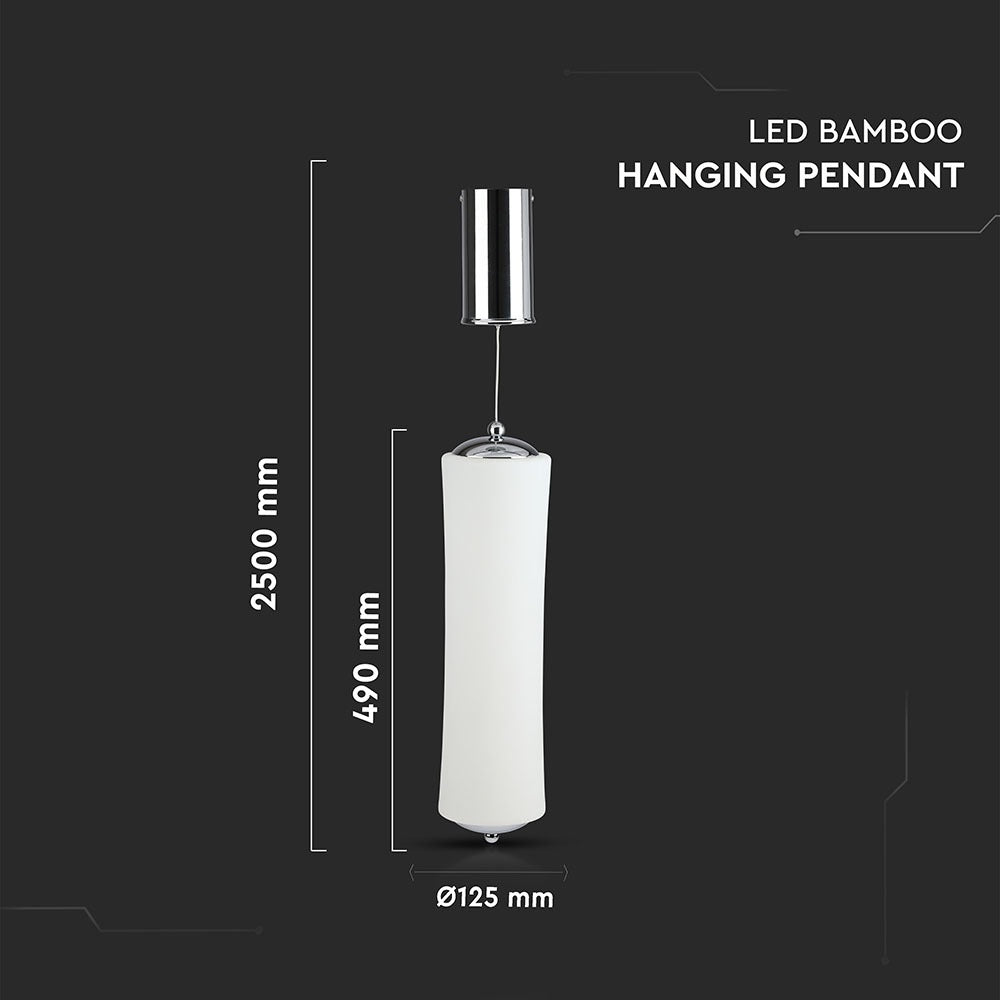 18W Lampa Wisząca LED / Klosz: Mleczny / Ściemniana / Barwa:3000K / Biały